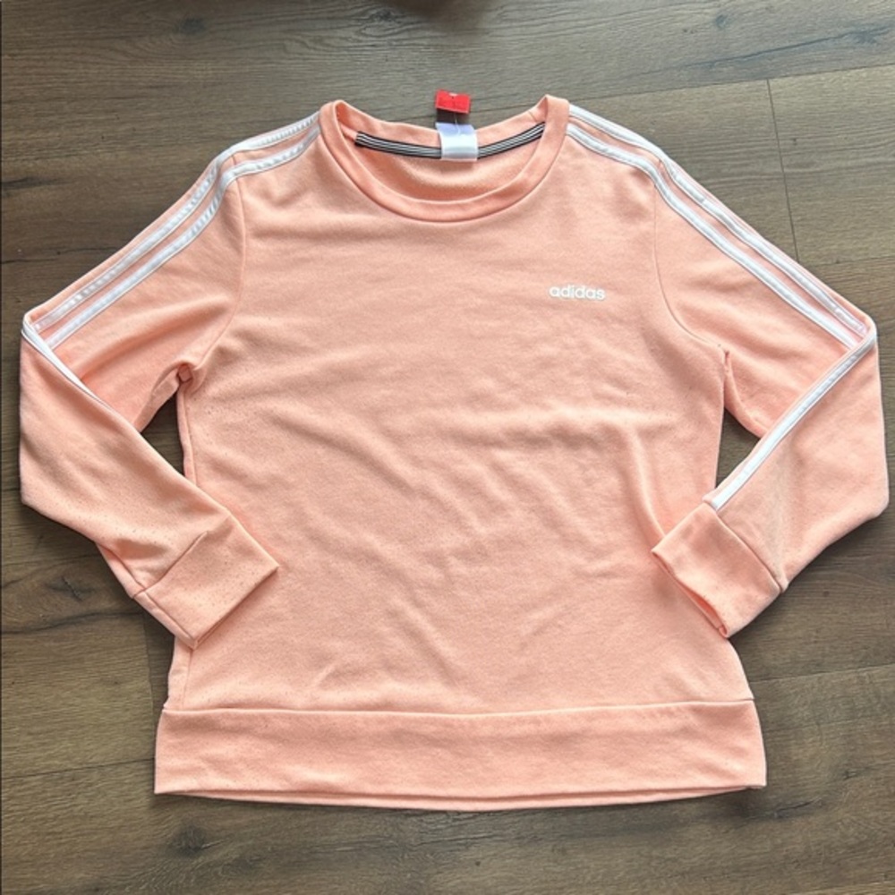 adidas Peach Pullover Sweatshirt with White Stripes ! Large